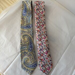 Necktie 2 Men's Pink Floral‎ Blue Paisley Micro Print Nature Boho Spring Easter